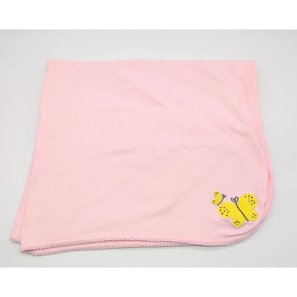 Carter's Just One You Pink White Butterfly Baby Blanket Giraffes Zebras Monkeys